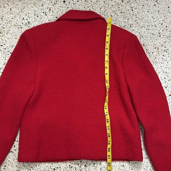 Adolfo Saks Fifth Avenue red wool skirt suit jacket 6 medium m gold - Picture 7 of 14